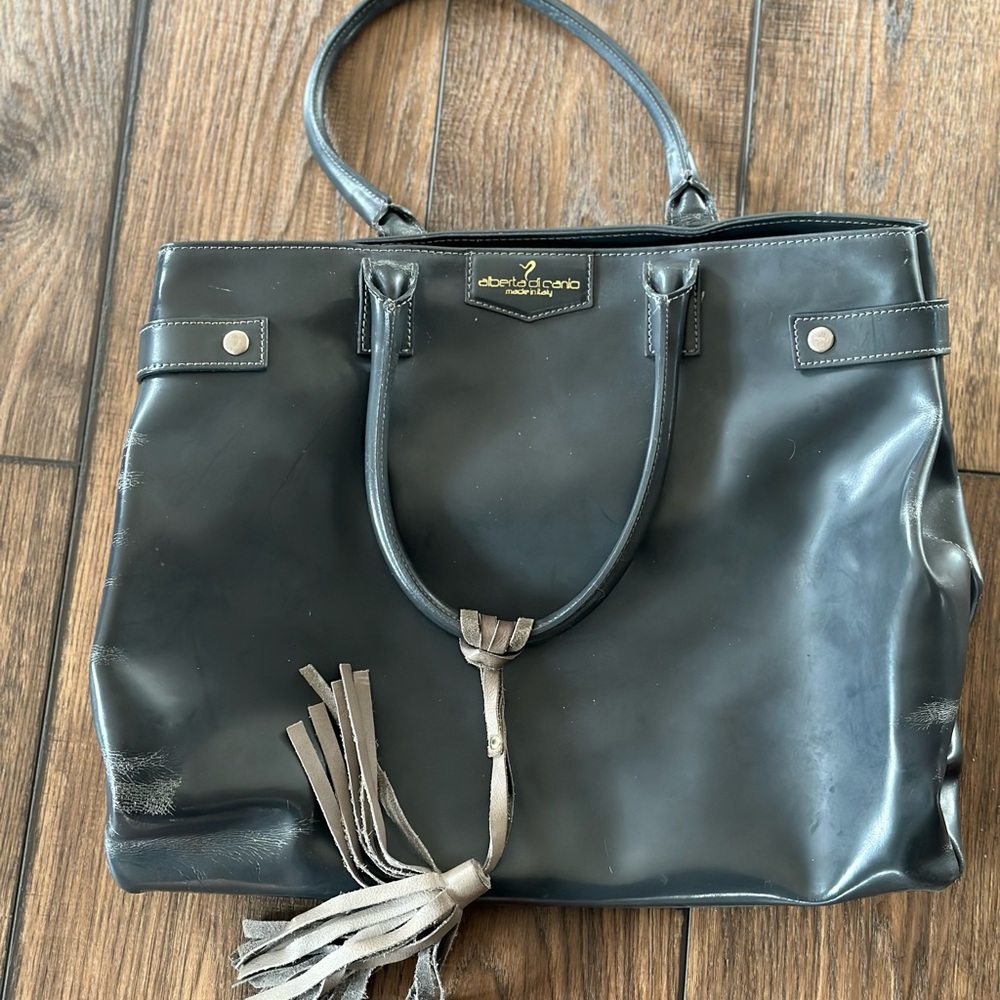 ALBERTA Di CANIO Grey Leather Tote Bag